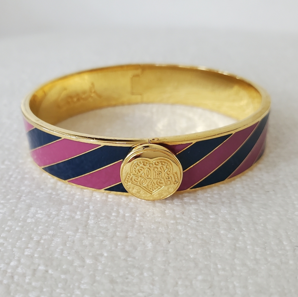 Coach Enamel Gold Tone Bangle Bracelet